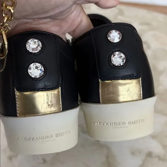 Alexander Smith London Leather Slip On Metal Cap Toe Platform Sneakers - Picture 9 of 14